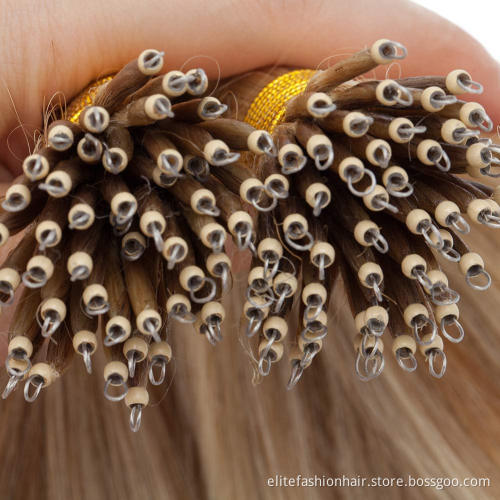 Double drawn No any split ends 100% rumy human Nano ring hair pre bonded Nano tip hair extensions Nano ring Hair extensions